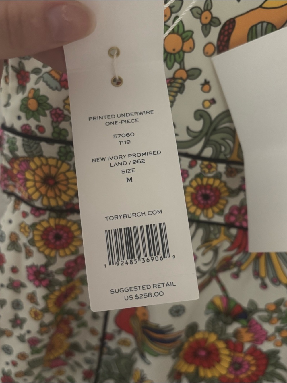 Tory Burch Floral Underwire One-Piece Swimsuit in New Ivory Promised Land Size M - Picture 5 of 11